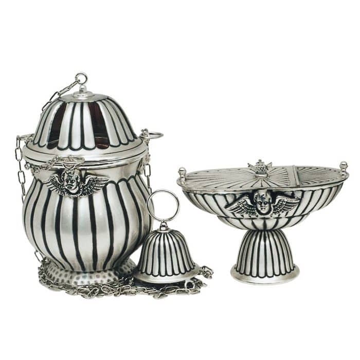 雕刻香炉和香船 - 高21厘米，直径13厘米 Catholic religious art