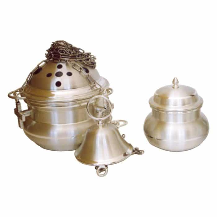 高光边缘香炉和香船 - 高14厘米，直径12厘米 Catholic religious art