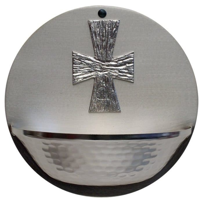 带简约十字架的点圣水池 Catholic religious art