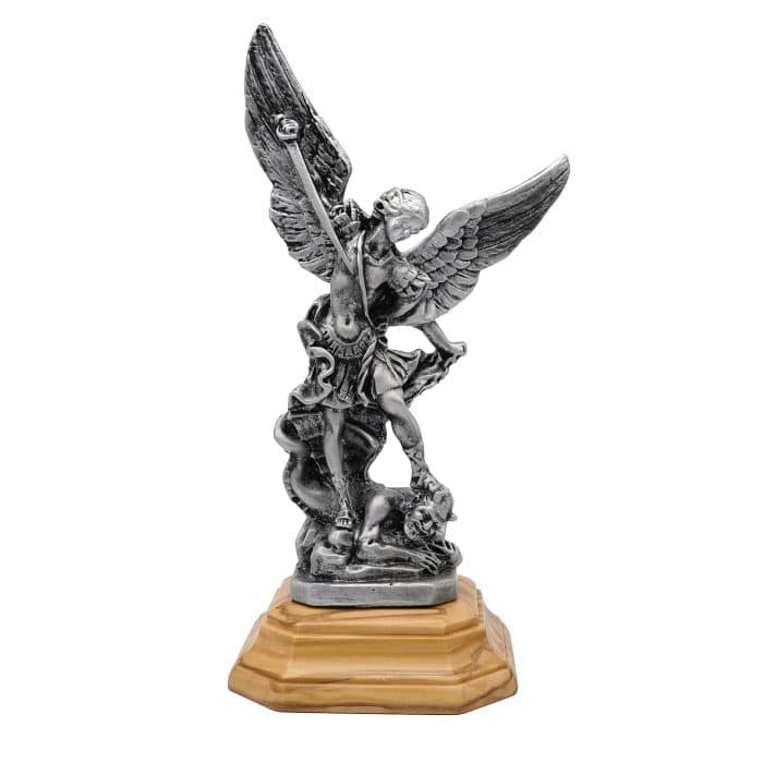 金属像-圣弥额尔+底座-氧化处理-24x12cm Catholic religious art