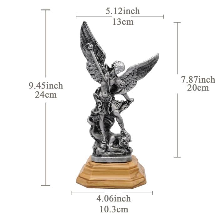 金属像-圣弥额尔+底座-氧化处理-24x12cm Catholic religious art