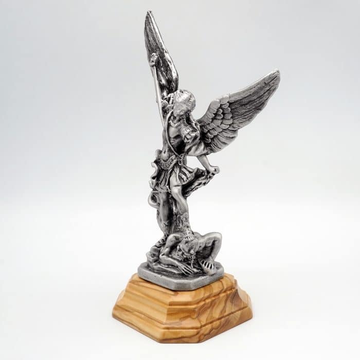 金属像-圣弥额尔+底座-氧化处理-24x12cm Catholic religious art