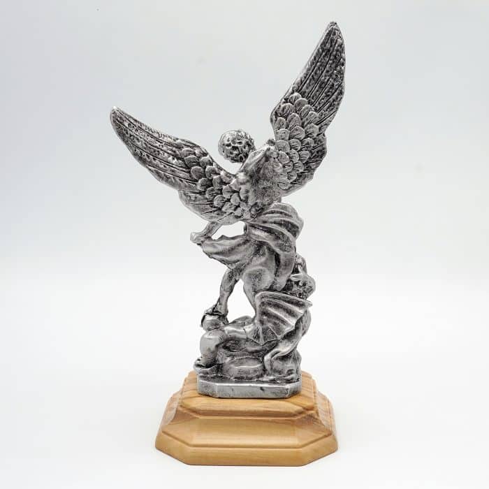 金属像-圣弥额尔+底座-氧化处理-24x12cm Catholic religious art