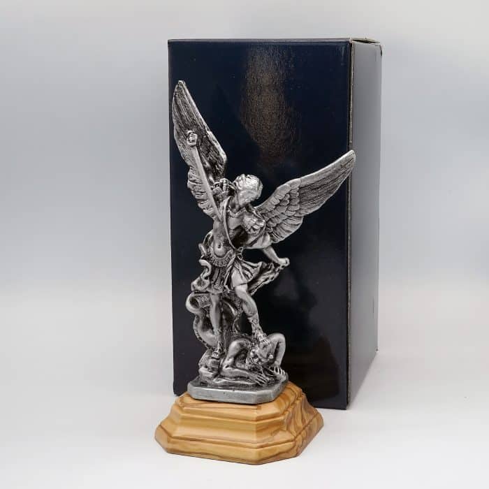 金属像-圣弥额尔+底座-氧化处理-24x12cm Catholic religious art