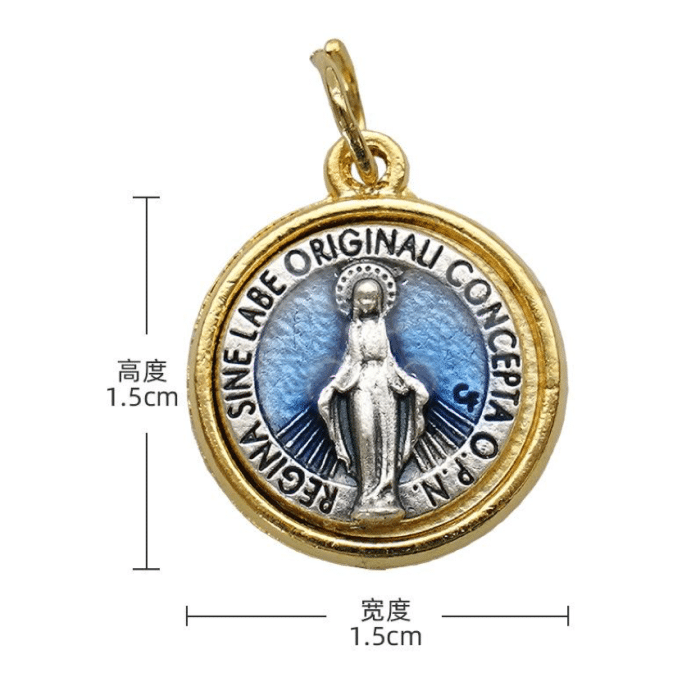 DIY小吊牌-显灵圣母-锌合金-珐琅彩-1.5cm Catholic religious art