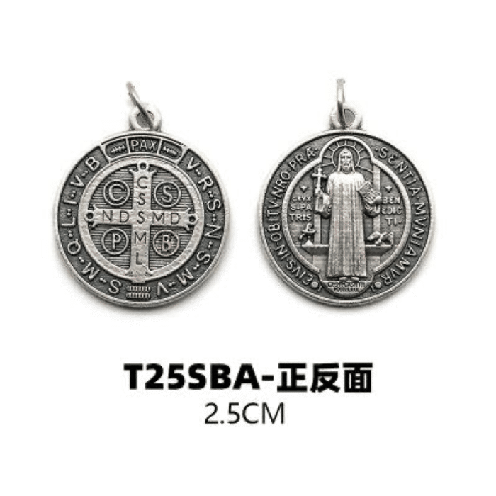 DIY小吊牌-本笃-锌合金-2.5cm Catholic religious art