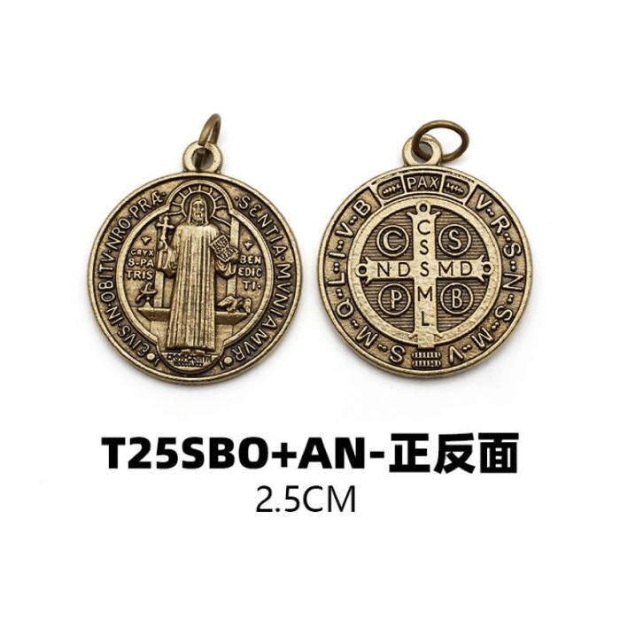 DIY小吊牌-本笃-锌合金古铜色-2.5cm Catholic religious art