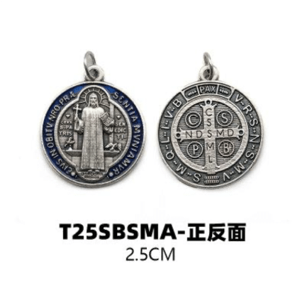 DIY小吊牌-本笃-锌合金-珐琅彩处理-2.5cm