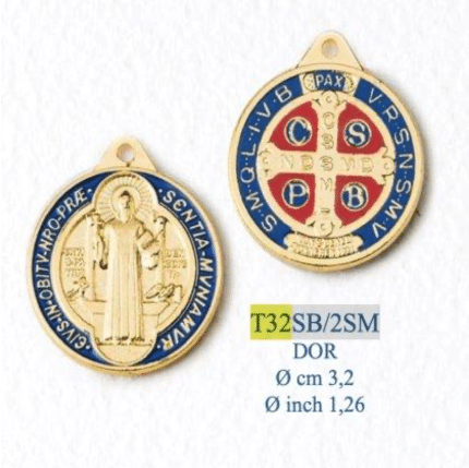 DIY小吊牌-本笃-锌合金-双面珐琅彩金色-3.2cm