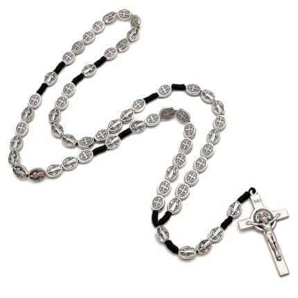 手工圣本笃玫瑰念珠 - 10毫米合金珠子与意大利配件