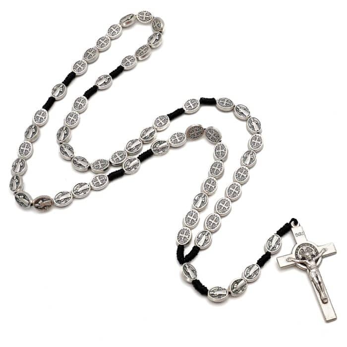 手工圣本笃玫瑰念珠 - 10毫米合金珠子与意大利配件 Catholic religious art