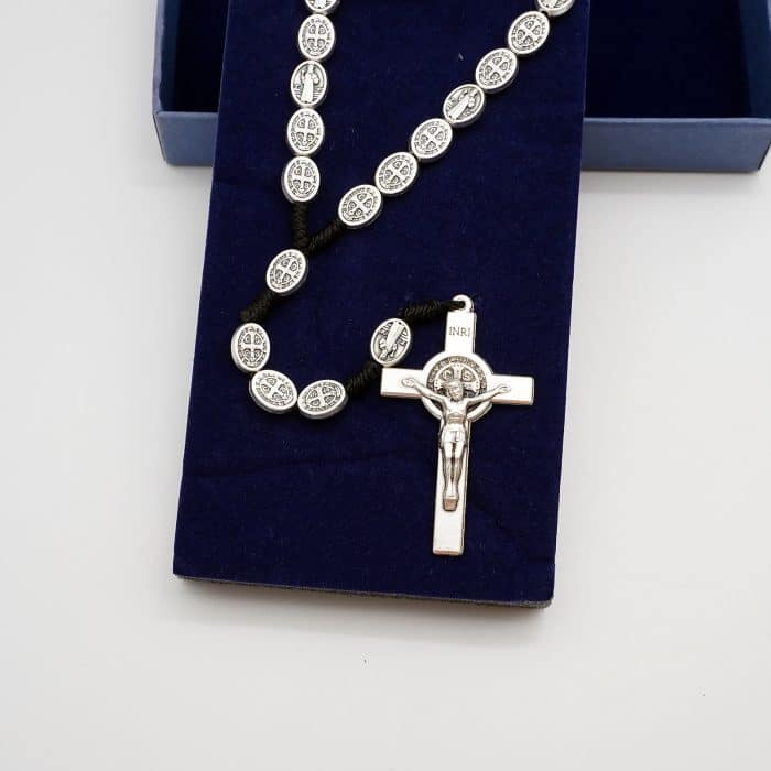 手工圣本笃玫瑰念珠 - 10毫米合金珠子与意大利配件 Catholic religious art
