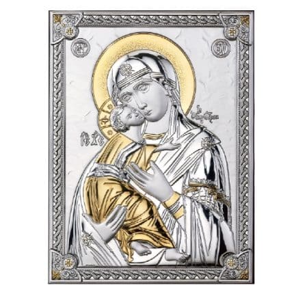 银浮雕摆台-圣母抱耶稣-6x9cm