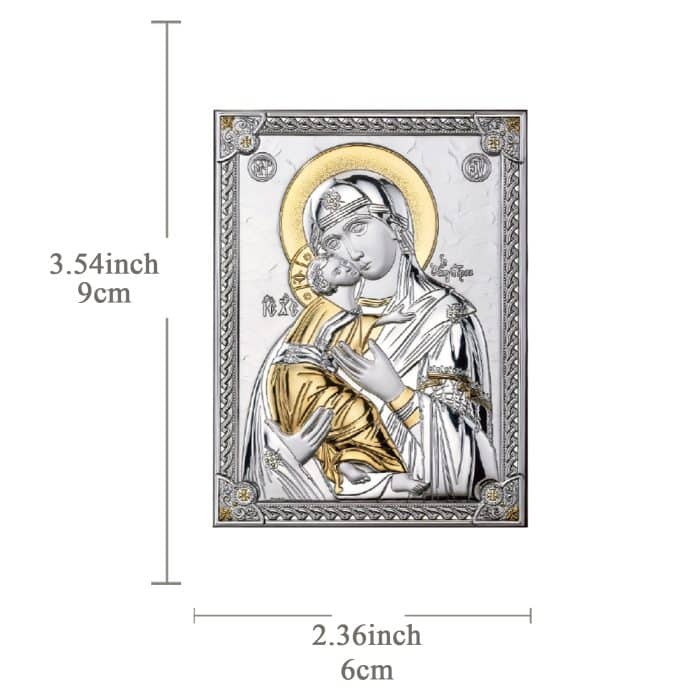 银浮雕摆台-圣母抱耶稣-6x9cm Catholic religious art