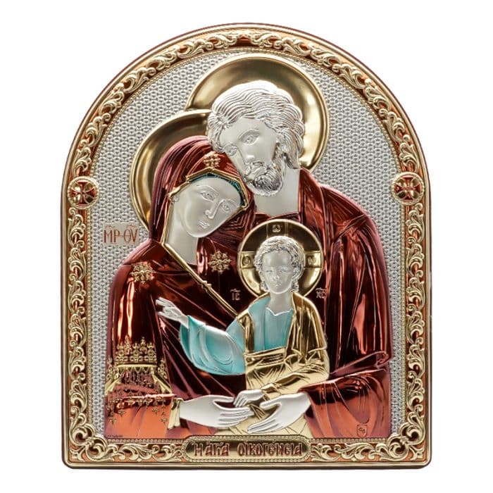 彩色银浮雕摆台-圣家-25x20cm Catholic religious art