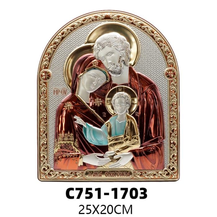 彩色银浮雕摆台-圣家-25x20cm Catholic religious art