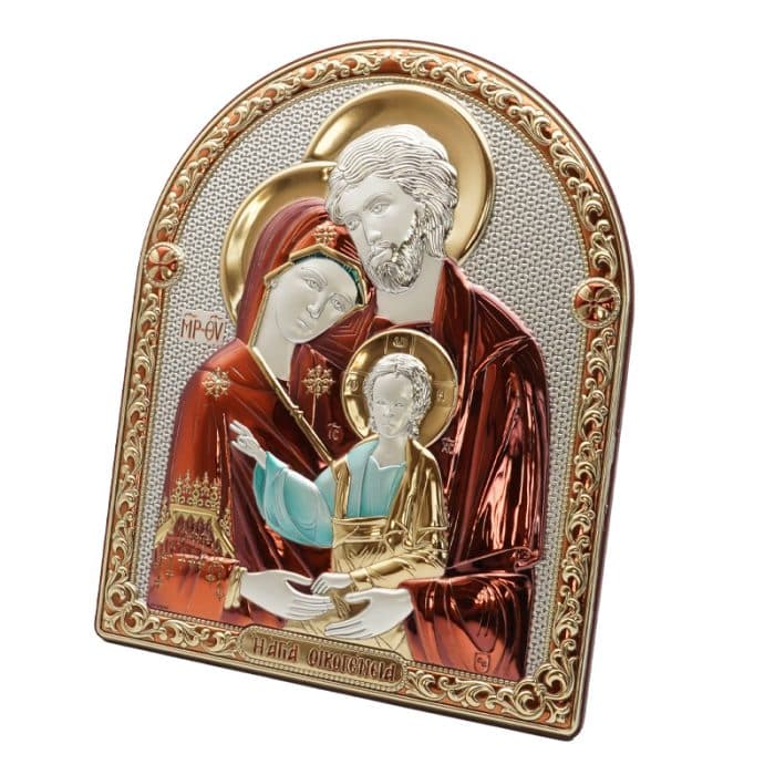 彩色银浮雕摆台-圣家-25x20cm Catholic religious art