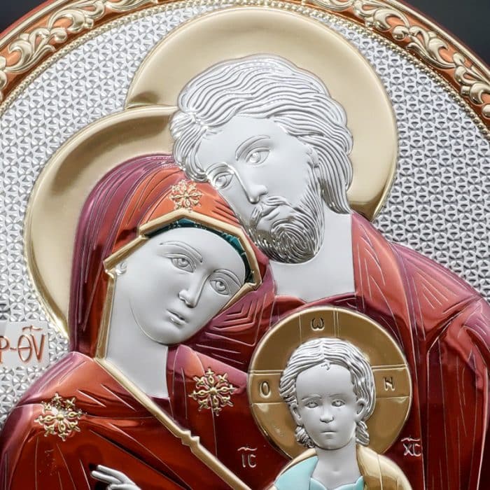 彩色银浮雕摆台-圣家-25x20cm Catholic religious art