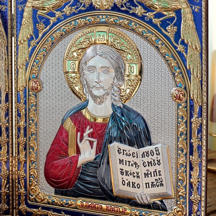 彩色银浮雕摆台方形-圣母+基督 Catholic religious art