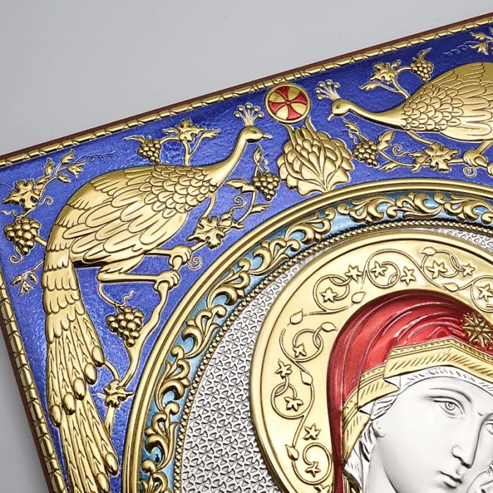 彩色银浮雕摆台方形-圣母+基督 Catholic religious art