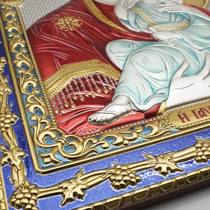 彩色银浮雕摆台方形-圣母+基督 Catholic religious art