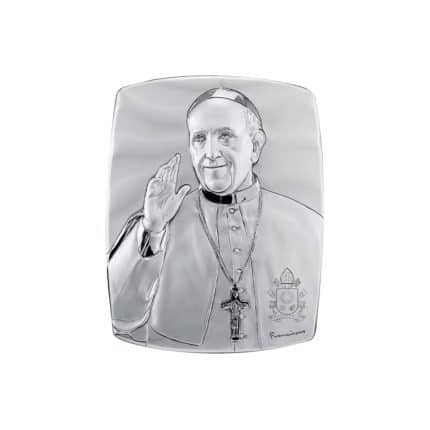 银浮雕圣像-椭圆形-教宗方济各-13x10.5cm