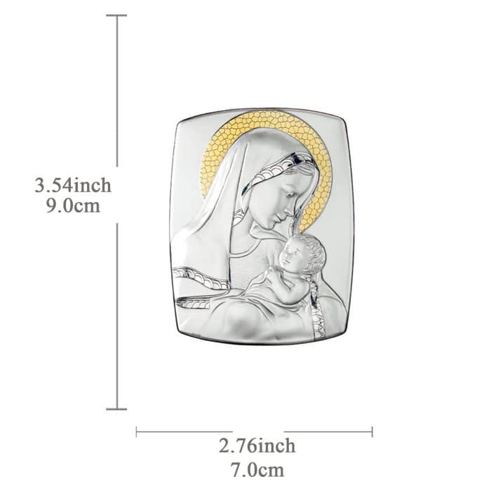 银浮雕摆台-圣母-银金色-9x7cm Catholic religious art