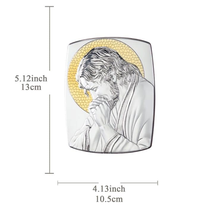 银浮雕木板圣像-基督-银金色-13x10.5cm Catholic religious art