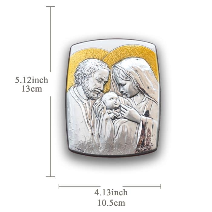 银浮雕摆台-圣家-银金色-13x10.5cm Catholic religious art