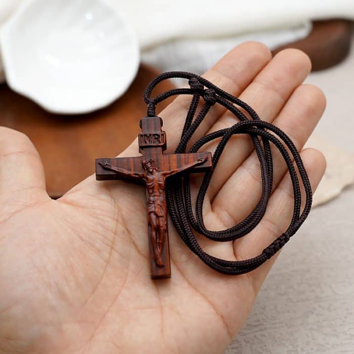项链-十字架-紫檀木-6cm-绳长约70cm Catholic religious art