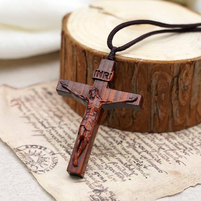 项链-十字架-紫檀木-6cm-绳长约70cm Catholic religious art