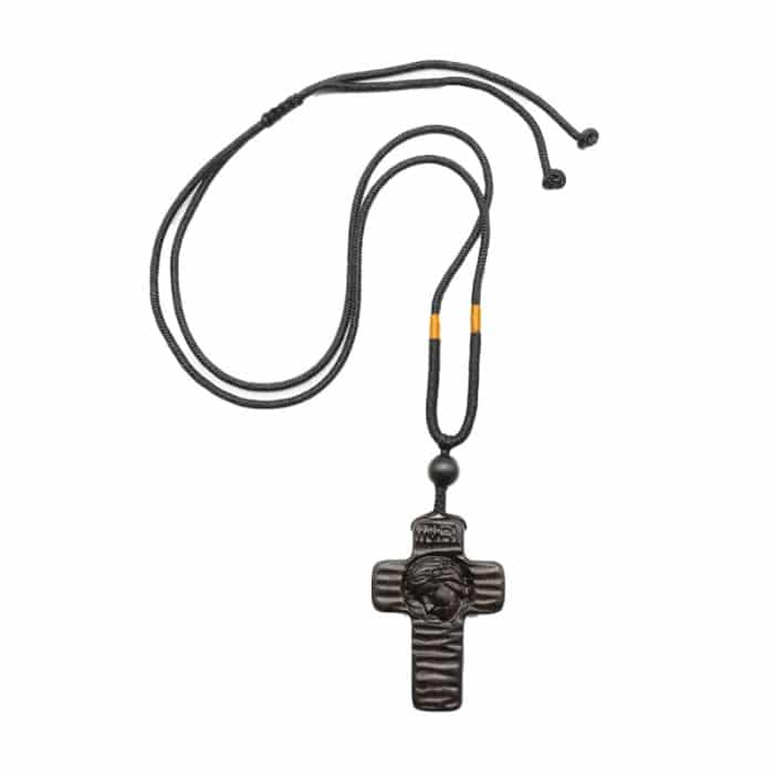 项链-耶稣头像十字架-黑檀木-4.5cm-可调绳长66cm Catholic religious art