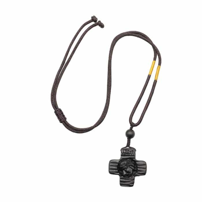 项链-方形十字架-黑檀木-3.2cm-可调绳长66cm Catholic religious art