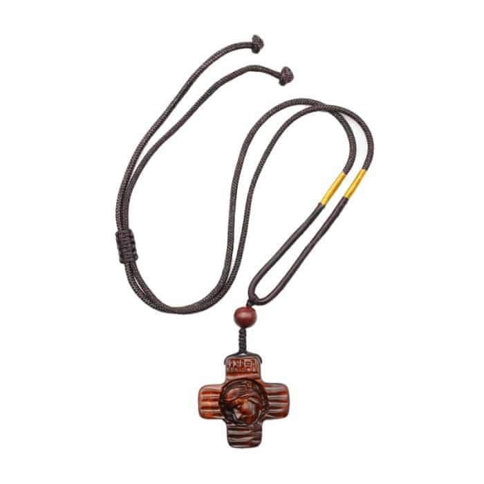 项链-方形十字架-紫檀木-3.2cm-可调绳长66cm Catholic religious art