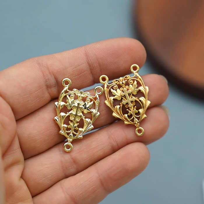 DIY三通-镂空花纹-黄铜-2.2cm Catholic religious art