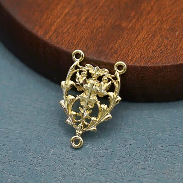 DIY三通-镂空花纹-黄铜-2.2cm Catholic religious art