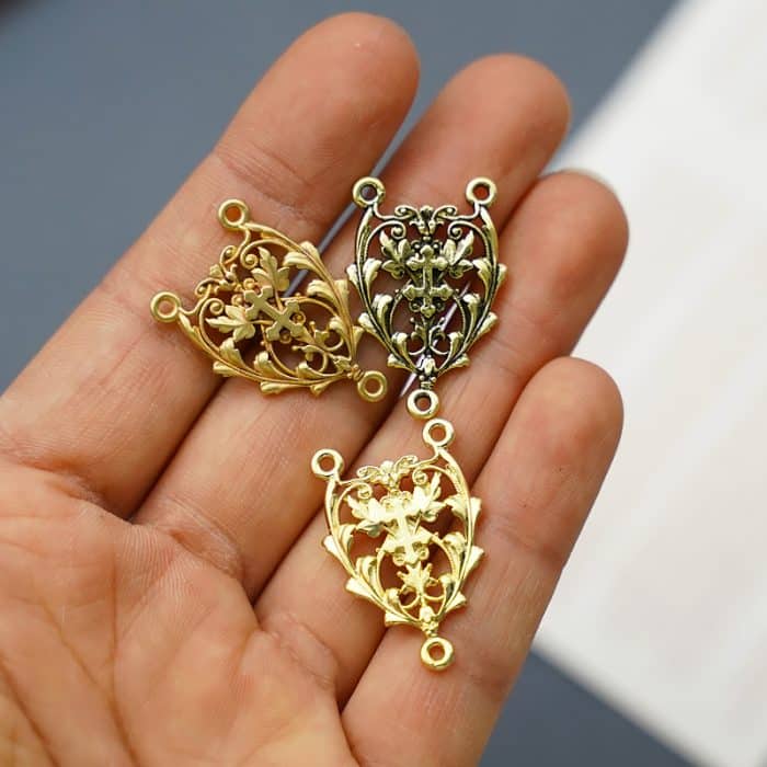 DIY三通-镂空花纹-黄铜-2.2cm Catholic religious art