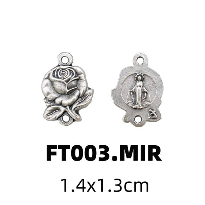 DIY双通-玫瑰花天主经-无染原罪圣母-1.4cm Catholic religious art