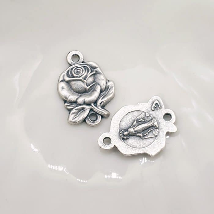 DIY双通-玫瑰花天主经-无染原罪圣母-1.4cm Catholic religious art