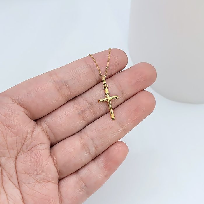 项链十字架-18K金-项链-1.7x1.1cm Catholic religious art