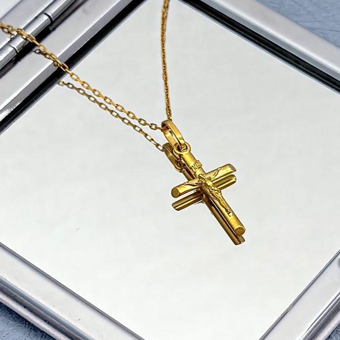项链十字架-18K金-项链-1.7x1.1cm Catholic religious art
