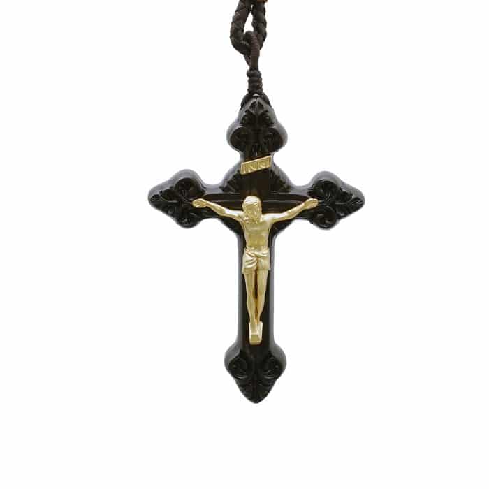 项链十字架-巴洛克式-黑檀木黄铜-7.5cm-礼盒装-绳子可调节至60cm Catholic religious art