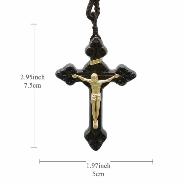 项链十字架-巴洛克式-黑檀木黄铜-7.5cm-礼盒装-绳子可调节至60cm Catholic religious art