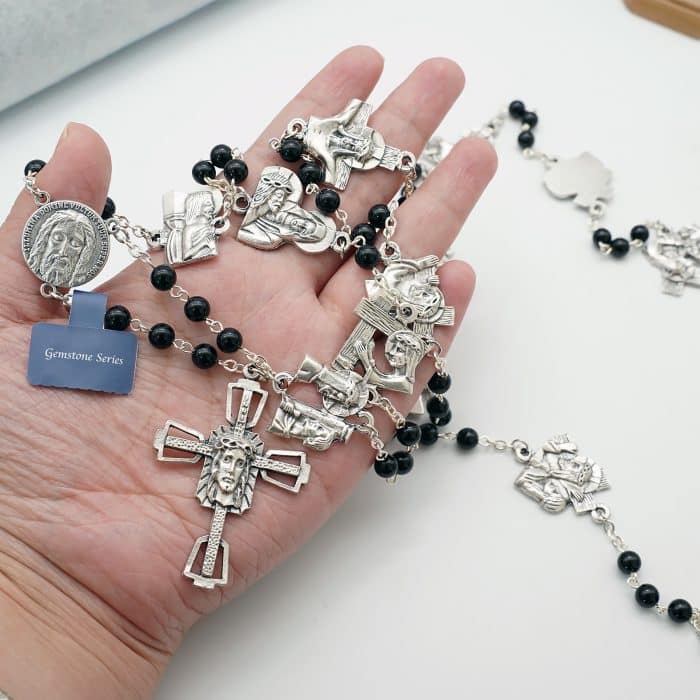 苦路念珠-黑玛瑙6MM链式 Catholic religious art