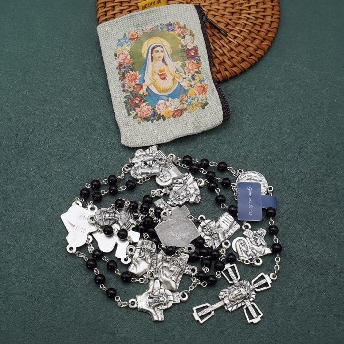 苦路念珠-黑玛瑙6MM链式 Catholic religious art