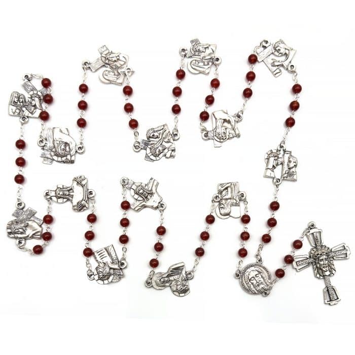 苦路念珠-红玛瑙6MM链式 Catholic religious art