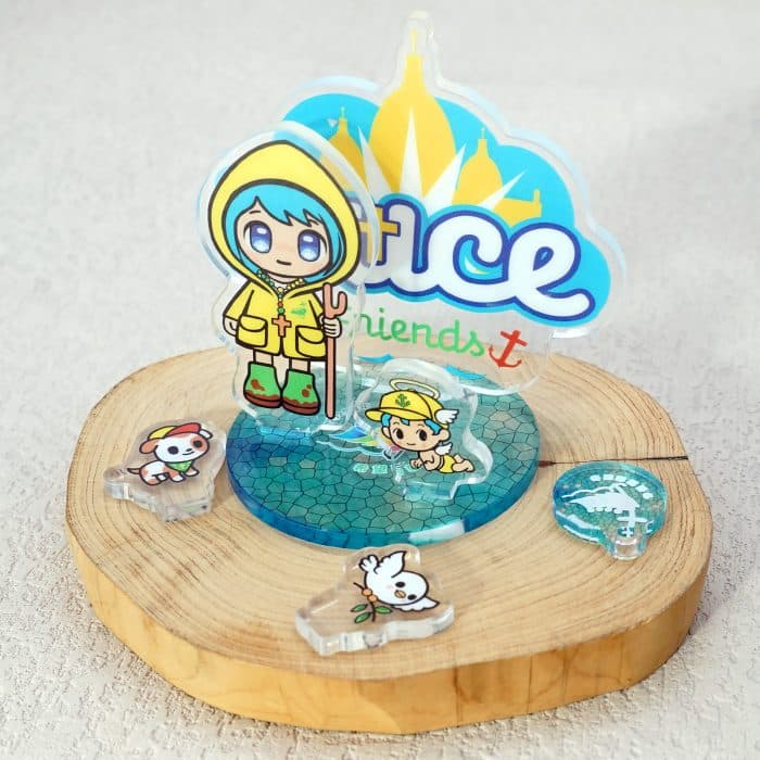 摆台-2025禧年-亚克力-正面黄衣手杖吉祥物-14cm (复制) Catholic religious art