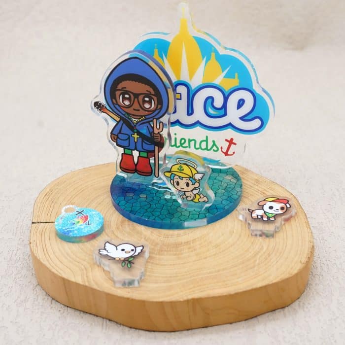 摆件-2025禧年-亚克力-正面蓝衣手杖吉祥物-14cm Catholic religious art