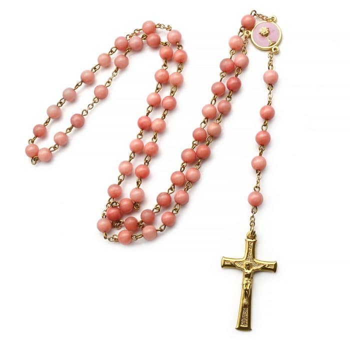 玫瑰念珠-红纹玉髓-圣体-6mm Catholic religious art