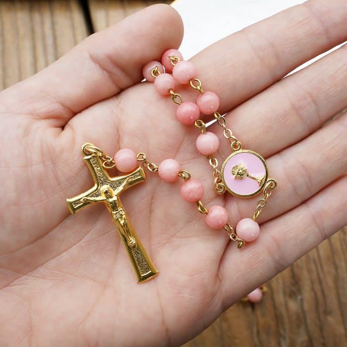 玫瑰念珠-红纹玉髓-圣体-6mm Catholic religious art